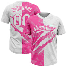 Загрузить изображение в средство просмотра галереи, Custom Graffiti Pattern White-Pink 3D Scratch Two-Button Unisex Softball Jersey
