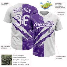 Загрузить изображение в средство просмотра галереи, Custom Graffiti Pattern White-Purple 3D Scratch Two-Button Unisex Softball Jersey
