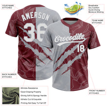 Загрузить изображение в средство просмотра галереи, Custom Graffiti Pattern White Burgundy-Gray 3D Scratch Two-Button Unisex Softball Jersey
