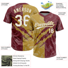 Загрузить изображение в средство просмотра галереи, Custom Graffiti Pattern White Burgundy-Old Gold 3D Scratch Two-Button Unisex Softball Jersey
