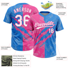Загрузить изображение в средство просмотра галереи, Custom Graffiti Pattern White Electric Blue-Pink 3D Scratch Two-Button Unisex Softball Jersey
