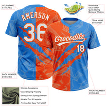 Загрузить изображение в средство просмотра галереи, Custom Graffiti Pattern White Electric Blue-Orange 3D Scratch Two-Button Unisex Softball Jersey
