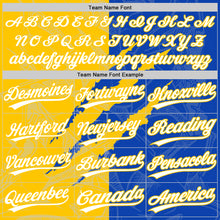 Загрузить изображение в средство просмотра галереи, Custom Graffiti Pattern White Thunder Blue-Yellow 3D Scratch Two-Button Unisex Softball Jersey

