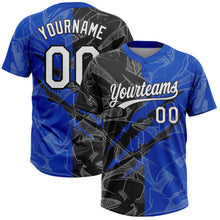 Загрузить изображение в средство просмотра галереи, Custom Graffiti Pattern White Thunder Blue-Black 3D Scratch Two-Button Unisex Softball Jersey
