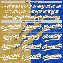 Загрузить изображение в средство просмотра галереи, Custom Graffiti Pattern White Thunder Blue-Old Gold 3D Scratch Two-Button Unisex Softball Jersey
