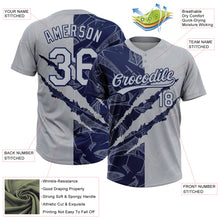 Загрузить изображение в средство просмотра галереи, Custom Graffiti Pattern Gray-Navy 3D Scratch Two-Button Unisex Softball Jersey
