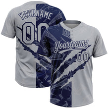 Загрузить изображение в средство просмотра галереи, Custom Graffiti Pattern Gray-Navy 3D Scratch Two-Button Unisex Softball Jersey
