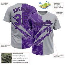 Загрузить изображение в средство просмотра галереи, Custom Graffiti Pattern Purple Gray-Black 3D Scratch Two-Button Unisex Softball Jersey
