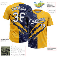 Загрузить изображение в средство просмотра галереи, Custom Graffiti Pattern White Gold-Navy 3D Scratch Two-Button Unisex Softball Jersey
