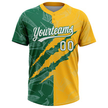Загрузить изображение в средство просмотра галереи, Custom Graffiti Pattern White Gold-Kelly Green 3D Scratch Two-Button Unisex Softball Jersey
