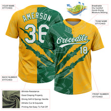 Загрузить изображение в средство просмотра галереи, Custom Graffiti Pattern White Gold-Kelly Green 3D Scratch Two-Button Unisex Softball Jersey
