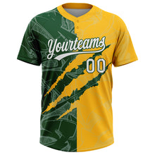 Загрузить изображение в средство просмотра галереи, Custom Graffiti Pattern White Gold-Green 3D Scratch Two-Button Unisex Softball Jersey
