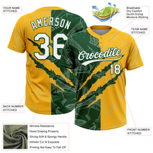 Загрузить изображение в средство просмотра галереи, Custom Graffiti Pattern White Gold-Green 3D Scratch Two-Button Unisex Softball Jersey
