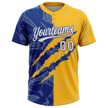 Загрузить изображение в средство просмотра галереи, Custom Graffiti Pattern White Gold-Royal 3D Scratch Two-Button Unisex Softball Jersey
