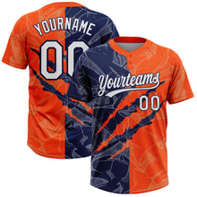 Загрузить изображение в средство просмотра галереи, Custom Graffiti Pattern White Orange-Navy 3D Scratch Two-Button Unisex Softball Jersey
