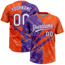 Загрузить изображение в средство просмотра галереи, Custom Graffiti Pattern White Orange-Purple 3D Scratch Two-Button Unisex Softball Jersey

