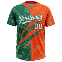 Загрузить изображение в средство просмотра галереи, Custom Graffiti Pattern White Orange-Kelly Green 3D Scratch Two-Button Unisex Softball Jersey
