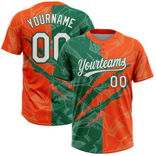 Загрузить изображение в средство просмотра галереи, Custom Graffiti Pattern White Orange-Kelly Green 3D Scratch Two-Button Unisex Softball Jersey
