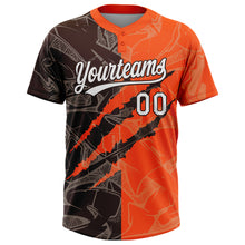 Загрузить изображение в средство просмотра галереи, Custom Graffiti Pattern White Orange-Brown 3D Scratch Two-Button Unisex Softball Jersey
