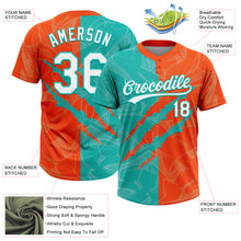 Загрузить изображение в средство просмотра галереи, Custom Graffiti Pattern White Orange-Aqua 3D Scratch Two-Button Unisex Softball Jersey
