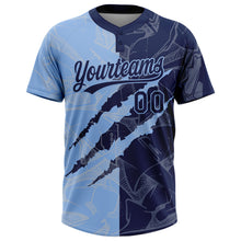 Загрузить изображение в средство просмотра галереи, Custom Graffiti Pattern Navy-Light Blue 3D Scratch Two-Button Unisex Softball Jersey
