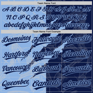 Custom Graffiti Pattern Navy-Light Blue 3D Scratch Two-Button Unisex Softball Jersey