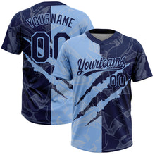 Загрузить изображение в средство просмотра галереи, Custom Graffiti Pattern Navy-Light Blue 3D Scratch Two-Button Unisex Softball Jersey
