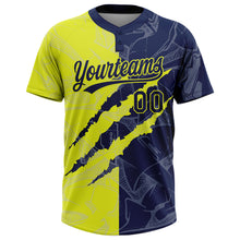 Загрузить изображение в средство просмотра галереи, Custom Graffiti Pattern Navy-Neon Yellow 3D Scratch Two-Button Unisex Softball Jersey
