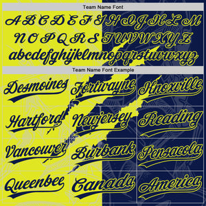 Custom Graffiti Pattern Navy-Neon Yellow 3D Scratch Two-Button Unisex Softball Jersey