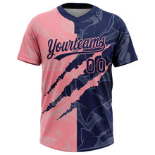 Загрузить изображение в средство просмотра галереи, Custom Graffiti Pattern Navy-Medium Pink 3D Scratch Two-Button Unisex Softball Jersey
