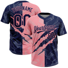 Загрузить изображение в средство просмотра галереи, Custom Graffiti Pattern Navy-Medium Pink 3D Scratch Two-Button Unisex Softball Jersey
