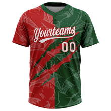 Загрузить изображение в средство просмотра галереи, Custom Graffiti Pattern White Green-Red 3D Scratch Two-Button Unisex Softball Jersey

