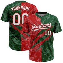 Загрузить изображение в средство просмотра галереи, Custom Graffiti Pattern White Green-Red 3D Scratch Two-Button Unisex Softball Jersey
