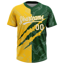 Загрузить изображение в средство просмотра галереи, Custom Graffiti Pattern White Green-Yellow 3D Scratch Two-Button Unisex Softball Jersey
