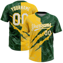 Загрузить изображение в средство просмотра галереи, Custom Graffiti Pattern White Green-Yellow 3D Scratch Two-Button Unisex Softball Jersey
