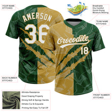 Загрузить изображение в средство просмотра галереи, Custom Graffiti Pattern White Green-Old Gold 3D Scratch Two-Button Unisex Softball Jersey
