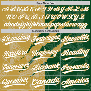 Custom Graffiti Pattern White Green-Old Gold 3D Scratch Two-Button Unisex Softball Jersey