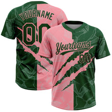 Загрузить изображение в средство просмотра галереи, Custom Graffiti Pattern Green-Medium Pink 3D Scratch Two-Button Unisex Softball Jersey
