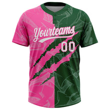 Загрузить изображение в средство просмотра галереи, Custom Graffiti Pattern White Green-Pink 3D Scratch Two-Button Unisex Softball Jersey
