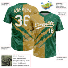 Загрузить изображение в средство просмотра галереи, Custom Graffiti Pattern White Kelly Green-Old Gold 3D Scratch Two-Button Unisex Softball Jersey
