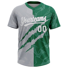 Загрузить изображение в средство просмотра галереи, Custom Graffiti Pattern White Kelly Green-Gray 3D Scratch Two-Button Unisex Softball Jersey
