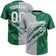 Загрузить изображение в средство просмотра галереи, Custom Graffiti Pattern White Kelly Green-Gray 3D Scratch Two-Button Unisex Softball Jersey
