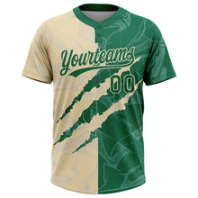 Загрузить изображение в средство просмотра галереи, Custom Graffiti Pattern Kelly Green-Cream 3D Scratch Two-Button Unisex Softball Jersey
