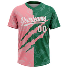 Загрузить изображение в средство просмотра галереи, Custom Graffiti Pattern White Kelly Green-Medium Pink 3D Scratch Two-Button Unisex Softball Jersey
