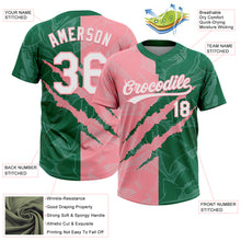 Загрузить изображение в средство просмотра галереи, Custom Graffiti Pattern White Kelly Green-Medium Pink 3D Scratch Two-Button Unisex Softball Jersey
