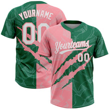 Загрузить изображение в средство просмотра галереи, Custom Graffiti Pattern White Kelly Green-Medium Pink 3D Scratch Two-Button Unisex Softball Jersey

