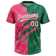 Загрузить изображение в средство просмотра галереи, Custom Graffiti Pattern White Kelly Green-Neon Pink 3D Scratch Two-Button Unisex Softball Jersey
