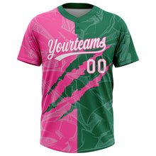 Загрузить изображение в средство просмотра галереи, Custom Graffiti Pattern White Kelly Green-Pink 3D Scratch Two-Button Unisex Softball Jersey

