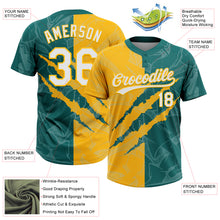 Загрузить изображение в средство просмотра галереи, Custom Graffiti Pattern White Teal-Gold 3D Scratch Two-Button Unisex Softball Jersey
