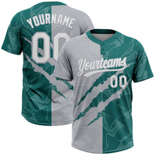 Загрузить изображение в средство просмотра галереи, Custom Graffiti Pattern White Teal-Gray 3D Scratch Two-Button Unisex Softball Jersey
